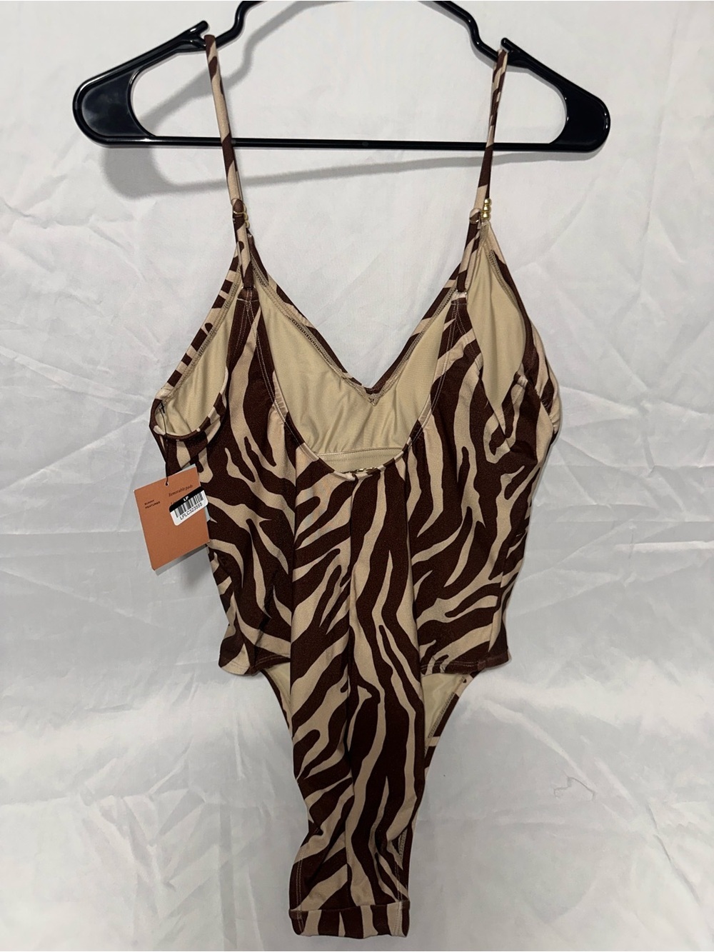 Shade & Shore Brown and Cream Zebra-Print One-Piece Swimsuit - Picture 2 of 3